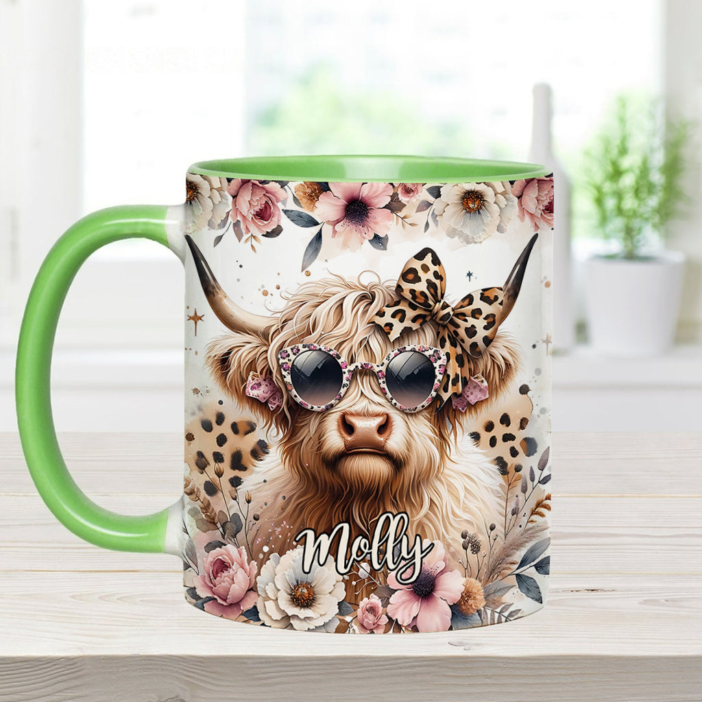 Mug personnalisé « Vache cool avec lunettes léopard »