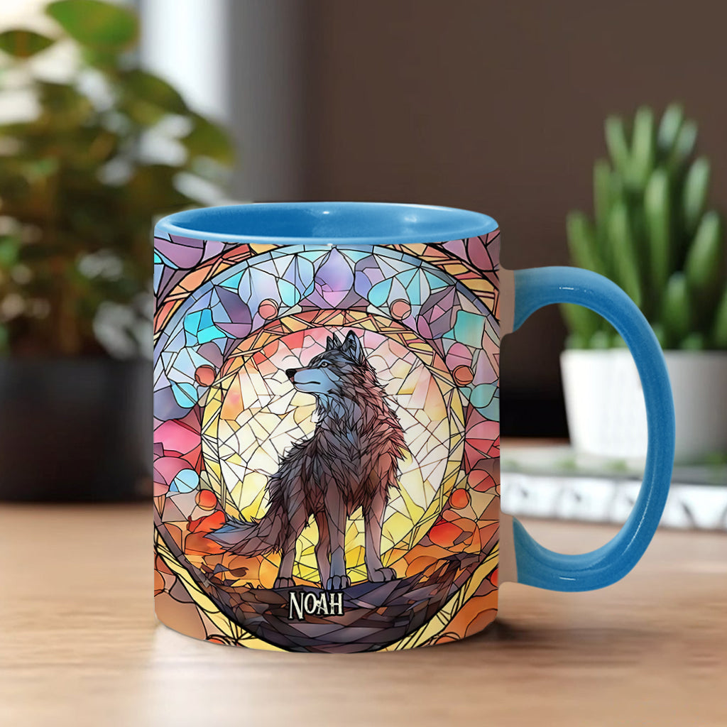 Mug personnalisé « Esprit féroce » avec motif loup