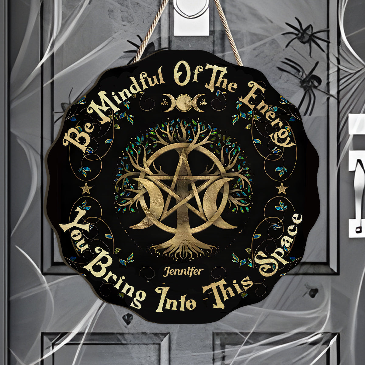 Soyez attentif·ve·s - Panneau en bois personnalisé « Sorcière » en forme de sorcière