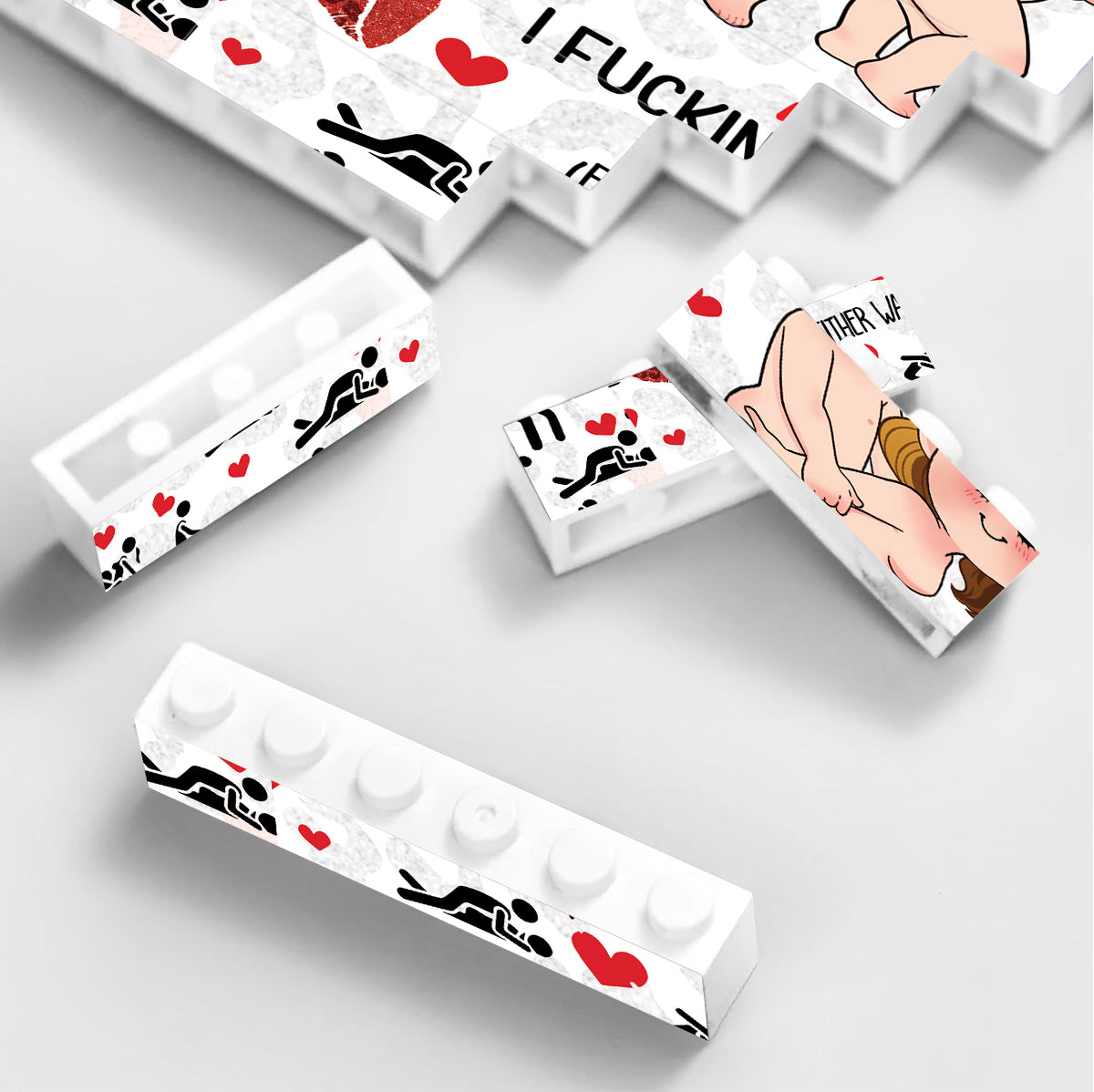 Je t'aime - Blocs de construction rectangulaires verticaux personnalisés pour couples, imprimés des deux côtés