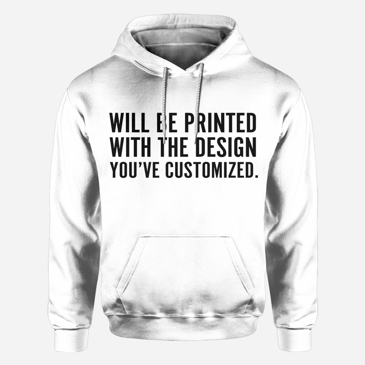 Le t-shirt et le sweat à capuche seront imprimés avec le motif que vous avez personnalisé.