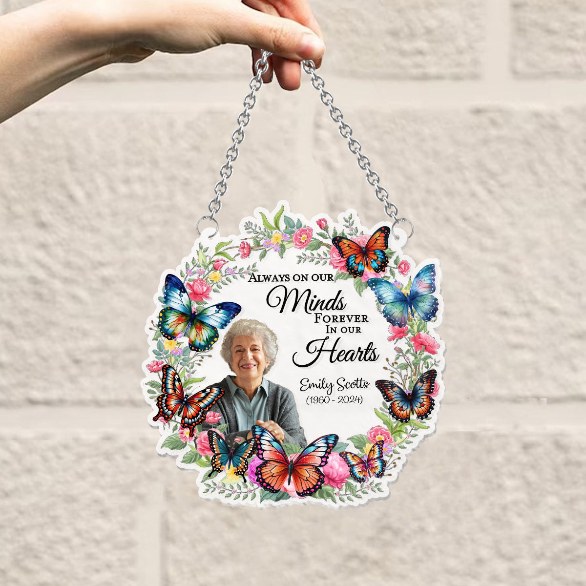 Your Wings Were Ready But Our Hearts Were Not - Personalized Memorial Window Hanging Suncatcher Ornament