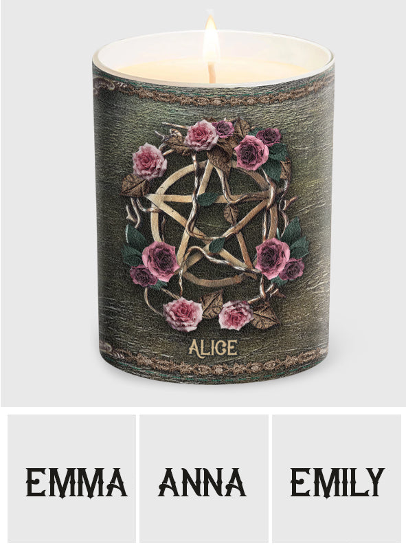 Mystical Witch Ancient Roses - Personalized Witch Candle With Wooden Lid