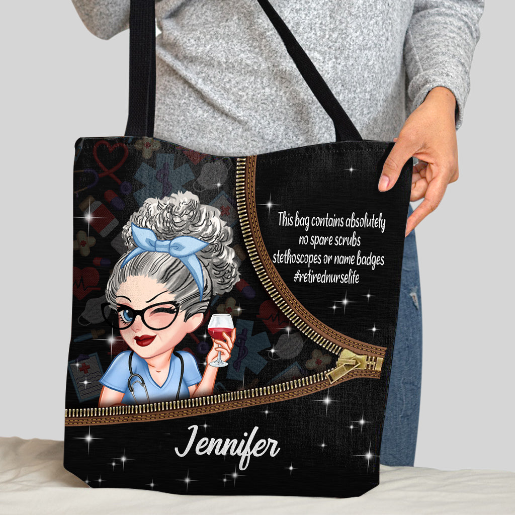 Vie d'infirmière retraitée : ce sac contient un sac fourre-tout personnalisé pour infirmière.