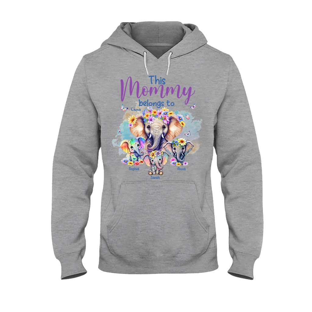 Éléphants à qui maman appartient - T-shirt et sweat à capuche personnalisés pour maman