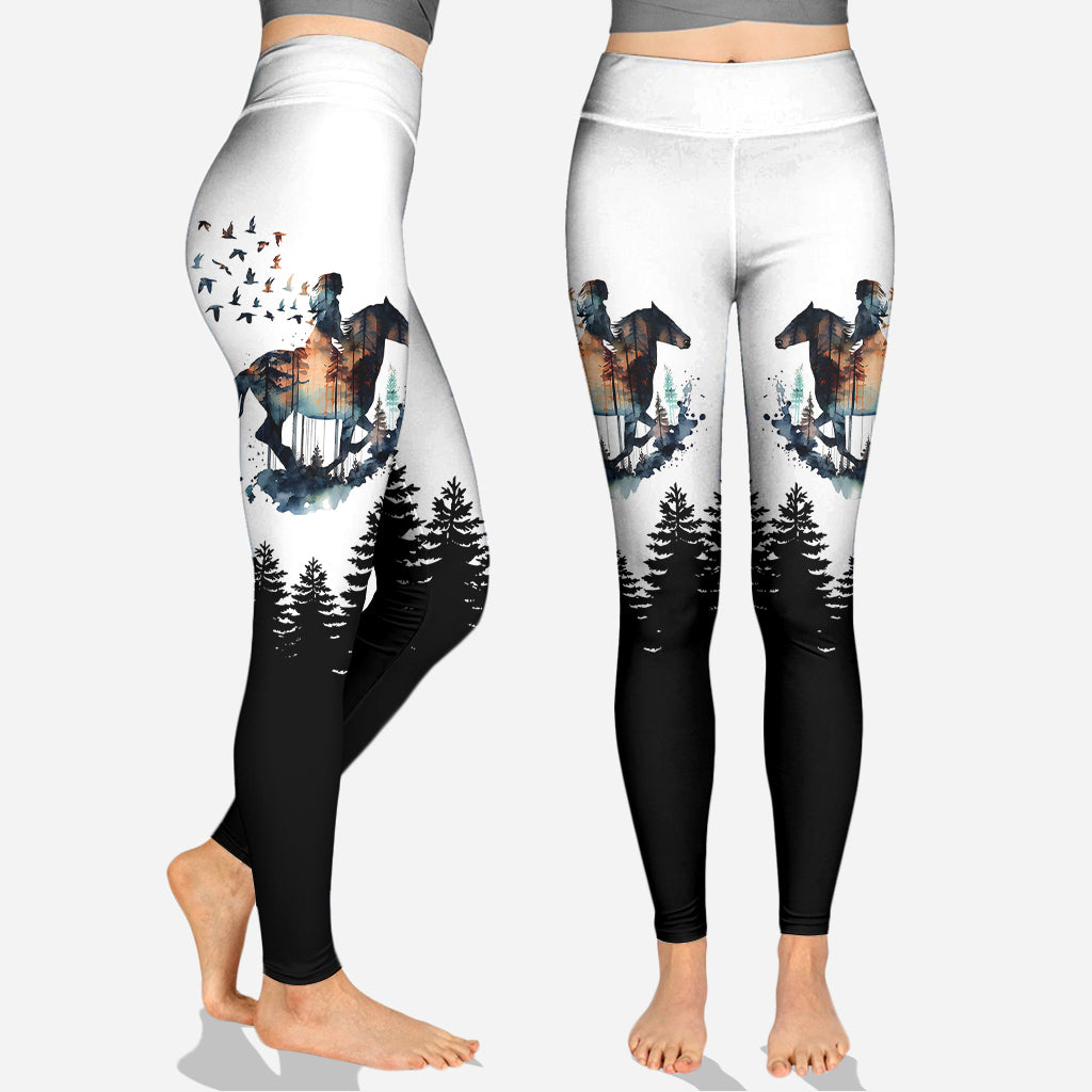 Fille à cheval - Sweat à capuche et leggings personnalisés sur le thème des chevaux