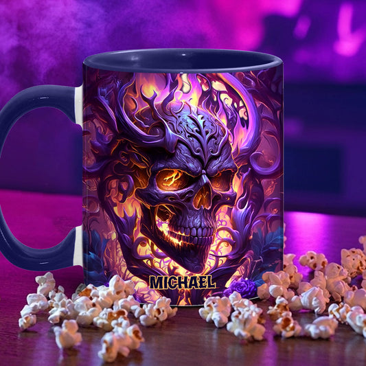 Mug personnalisé « Feu et Fureur » avec motif crâne