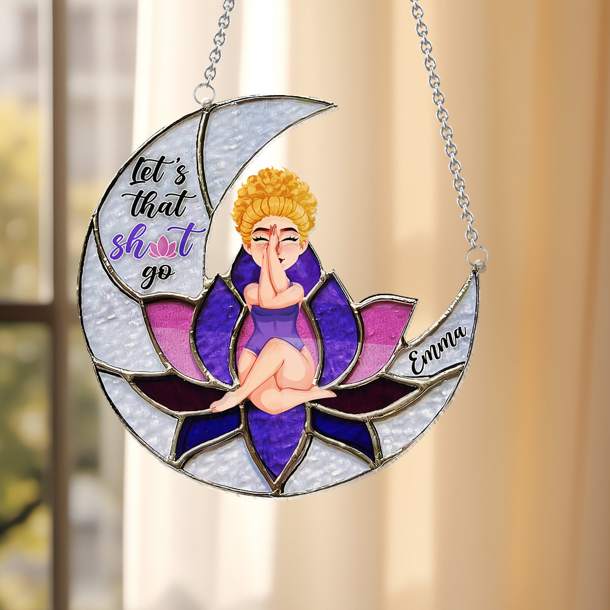 Let's The Thing Go - Attrape-soleil de fenêtre personnalisé pour le yoga 