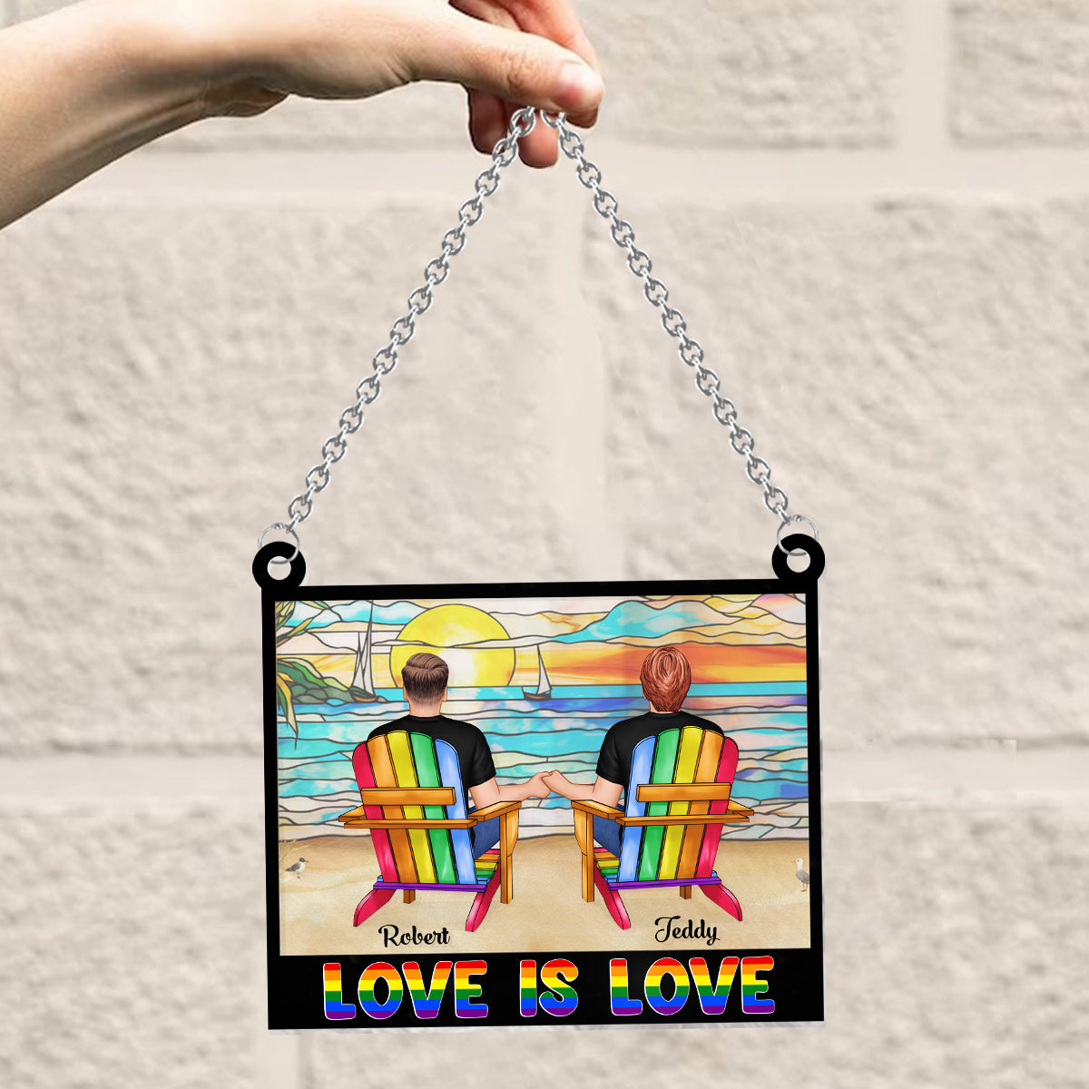 Tu es la pièce manquante de mon puzzle - Attrape-soleil personnalisé pour fenêtre, symbole de soutien LGBT 