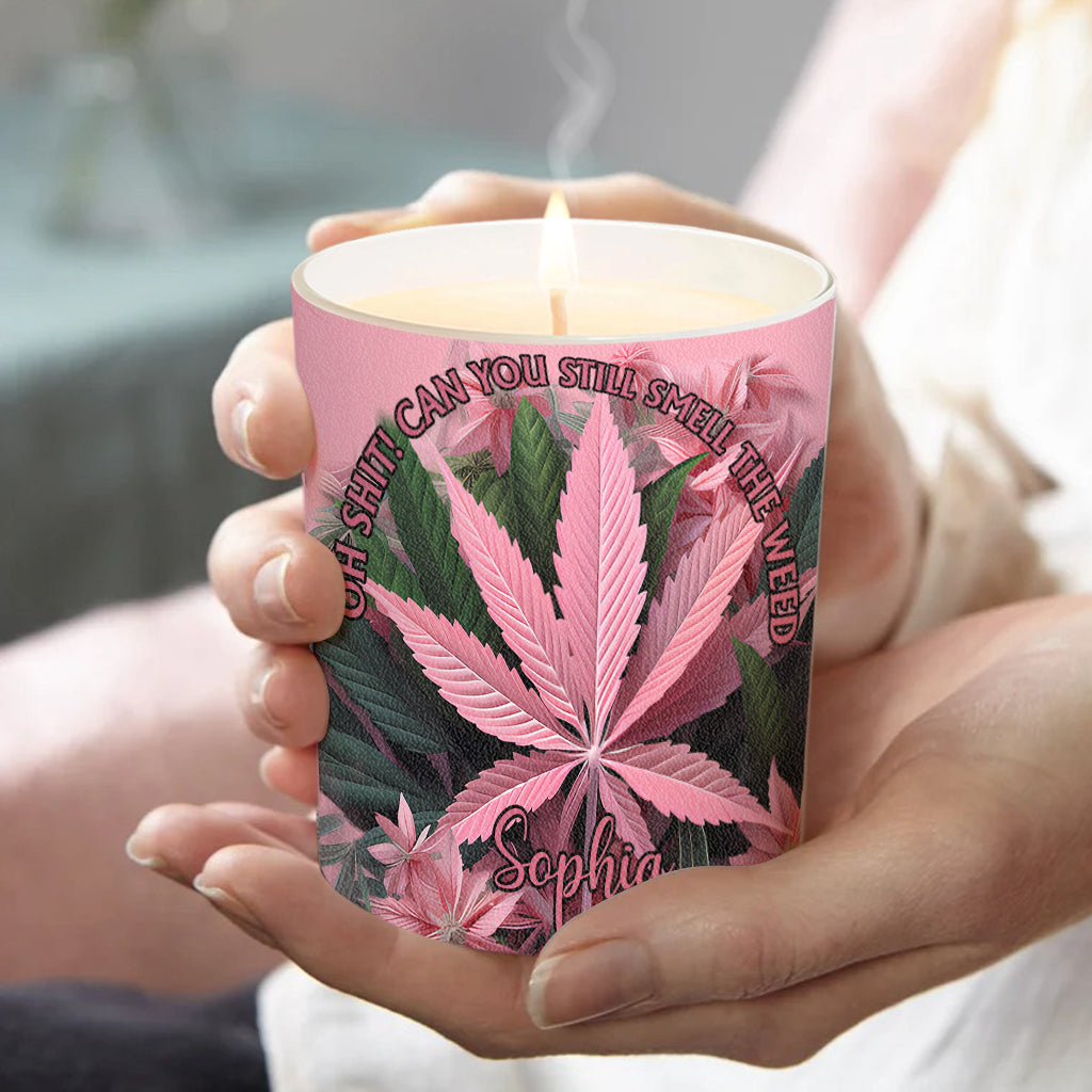 Pink In My Area - Personalized Weed Candle With Wooden Lid