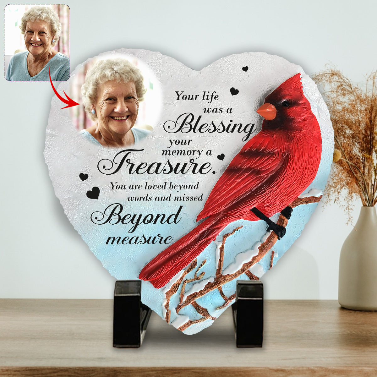 Your Life Was A Blessing Your Memory Was A Treasure - Personalized Memorial Heart Shaped Stone