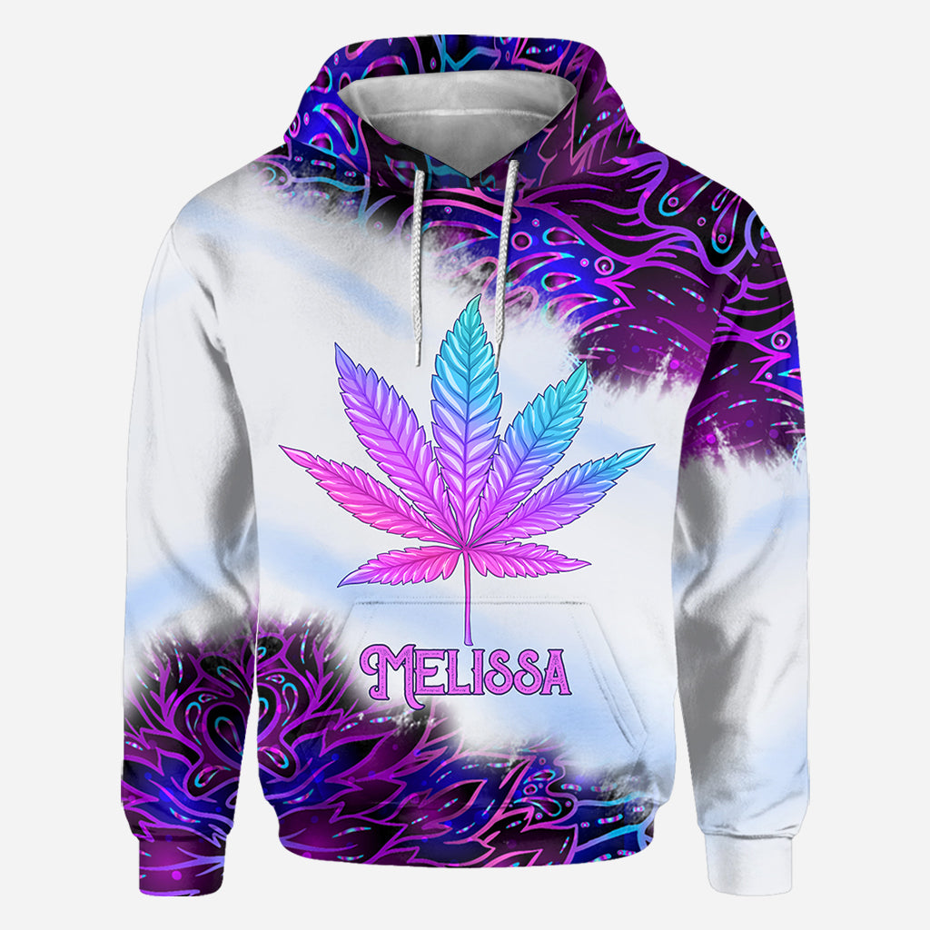 Purple Gradient Psychedelic Leaf - Personalized Weed All Over Shirt