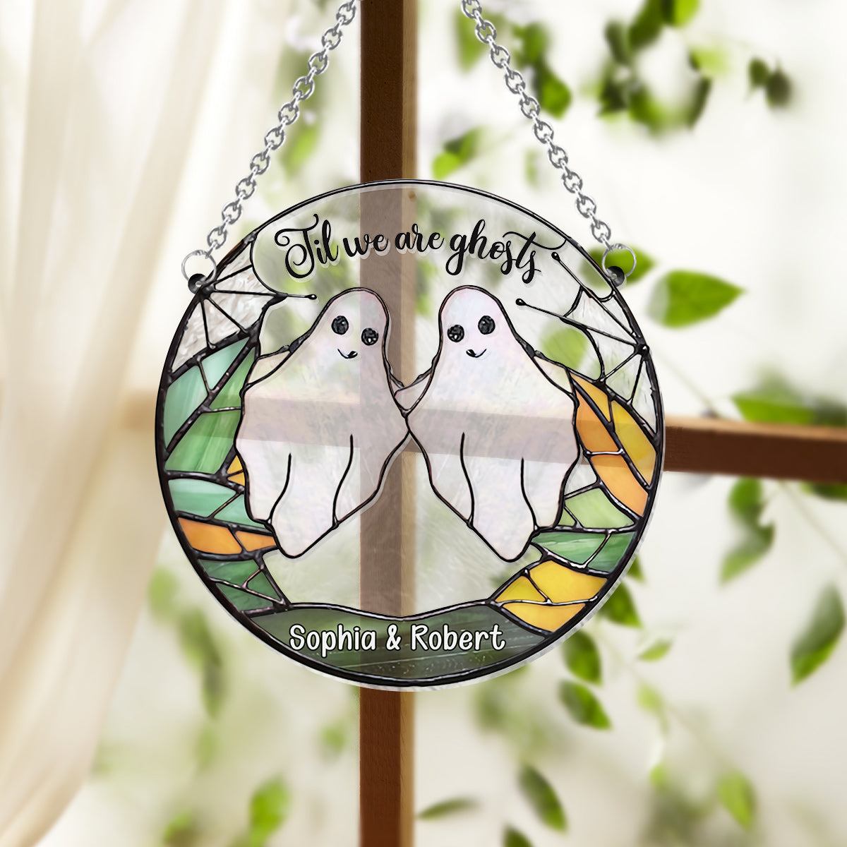 Til We Are Ghosts - Personalized Couple Window Hanging Suncatcher Ornament