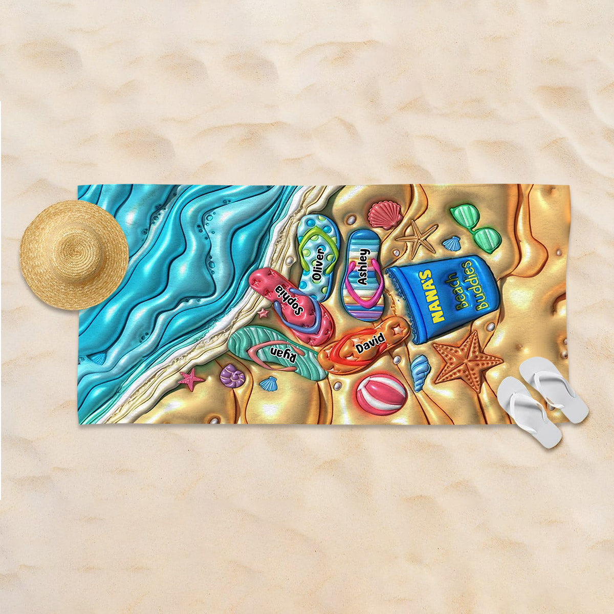 Nana's Beach Buddies - Personalized Grandma Beach Towel