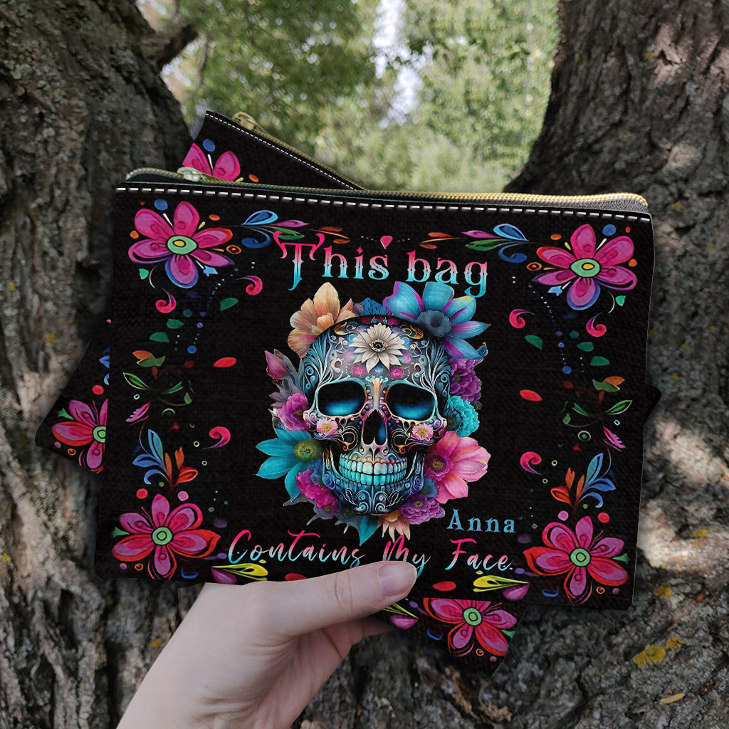 This Bag Contains My Face - Personalized Skull Pouch