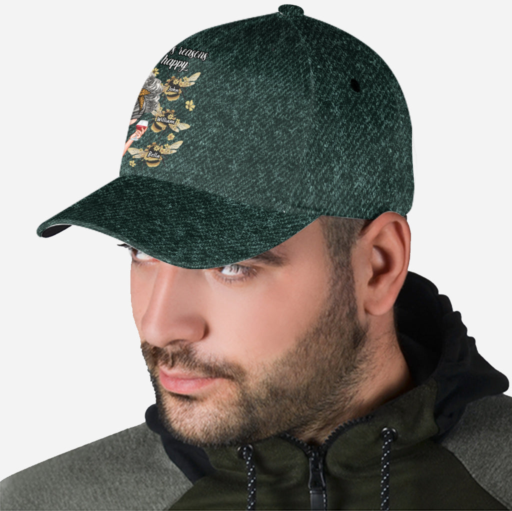 Les raisons d'être heureuse de grand-mère - Casquette classique personnalisée pour grand-mère