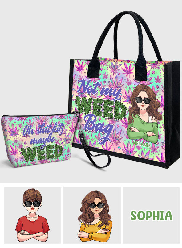 Mother Shite Maybe 420 - Sac fourre-tout et trousse de toilette en toile personnalisée sur le thème du cannabis
