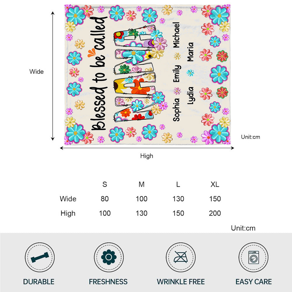 Couverture personnalisée « Bénie d'être appelée Nana » à motif floral