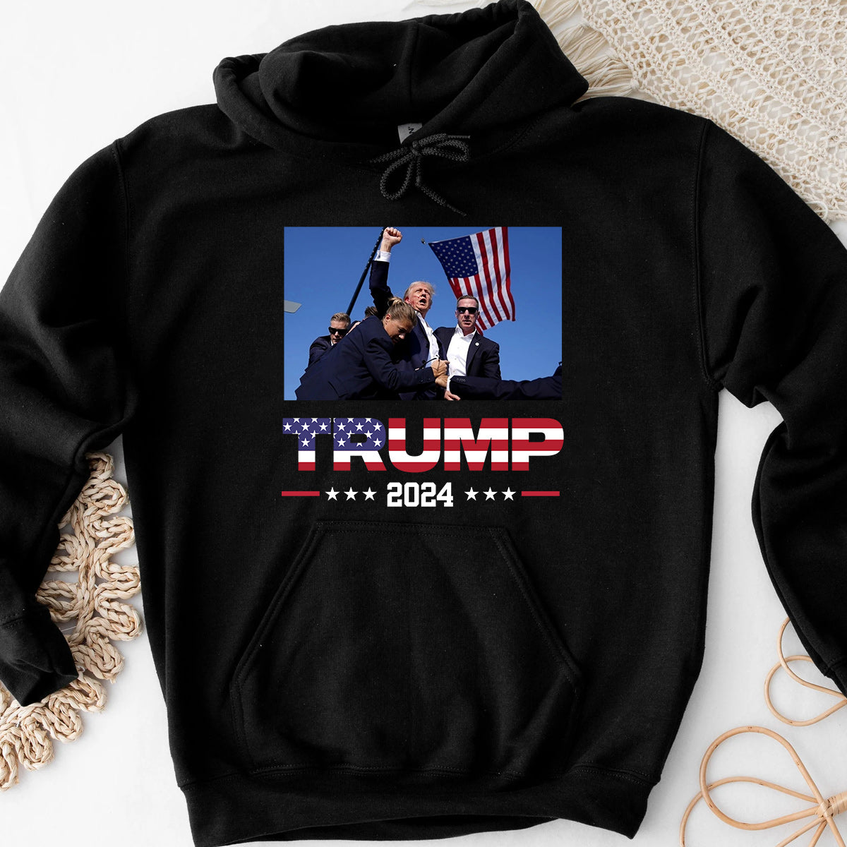 T-shirt « Never Surrender », T-shirt « Fight For America », T-shirt et sweat à capuche « Rallye 2024 »