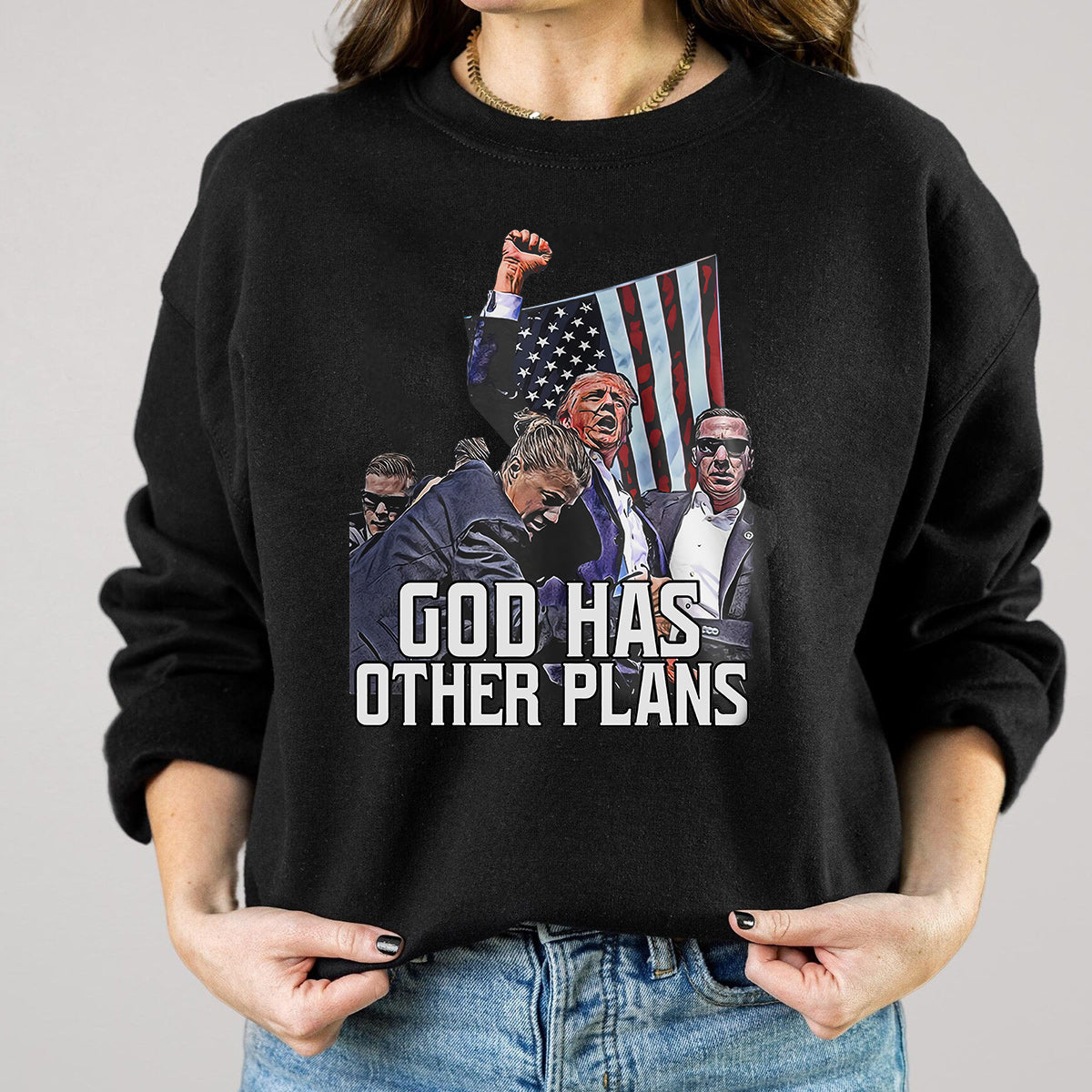 Dieu a d'autres plans, T-shirt « L'union fait la force », T-shirt « Ne jamais se rendre », T-shirt « Luttons pour l'Amérique », T-shirt « Rassemblement 2024 », T-shirt et sweat à capuche « Luttons, combattons, combattons »