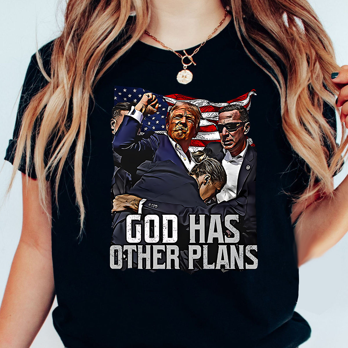 Dieu a d'autres plans, T-shirt « L'union fait la force », T-shirt « Ne jamais se rendre », T-shirt « Luttons pour l'Amérique », T-shirt « Rassemblement 2024 », T-shirt et sweat à capuche « Luttons, combattons, combattons »