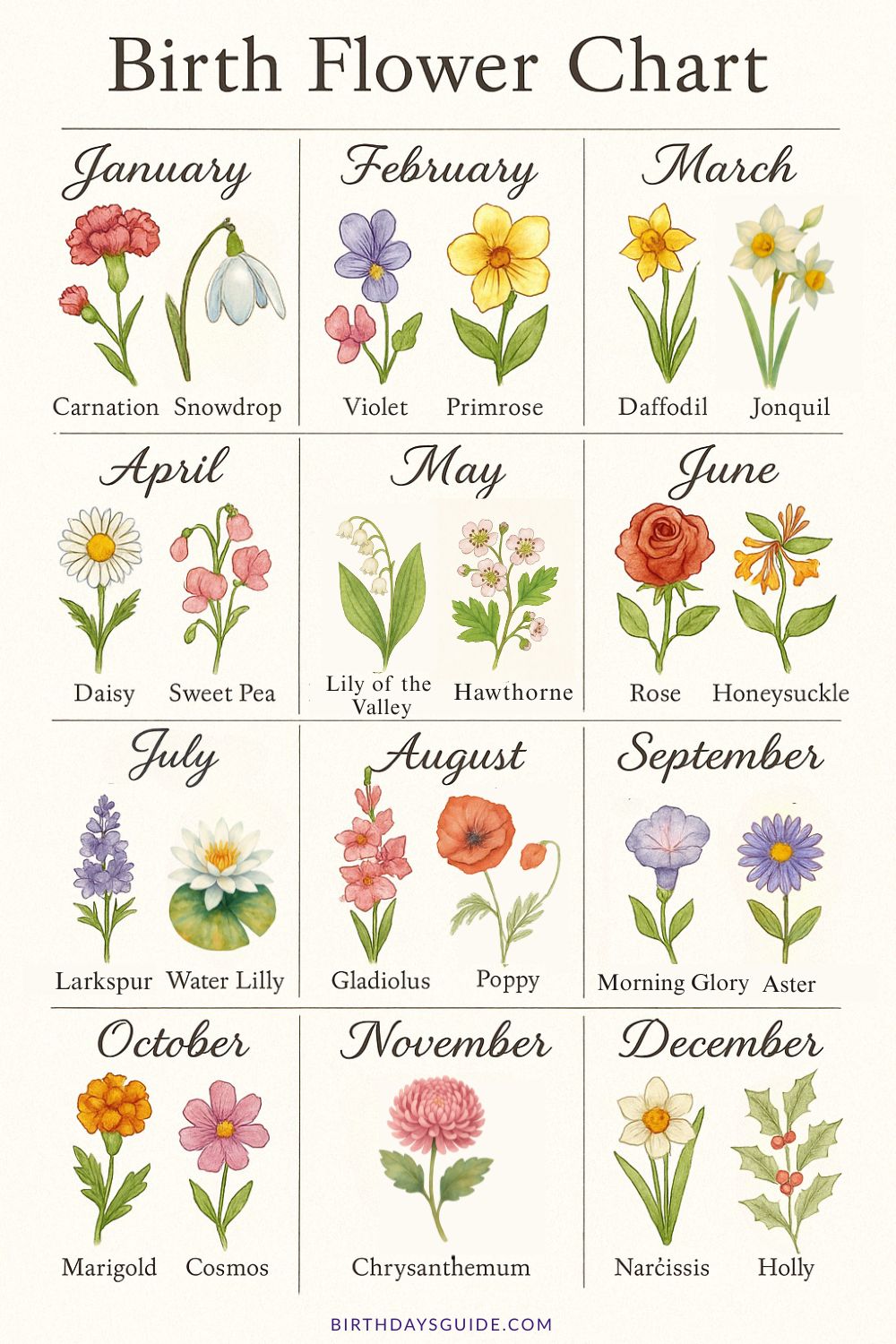 Birth Flower - Personalized Birth Month Flower Premium Faux Fur Pillow