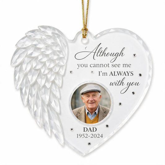 Personalized Heart Angel Wing Memorial Acrylic Ornament - Custom Photo Loss of Dad Sympathy Gift