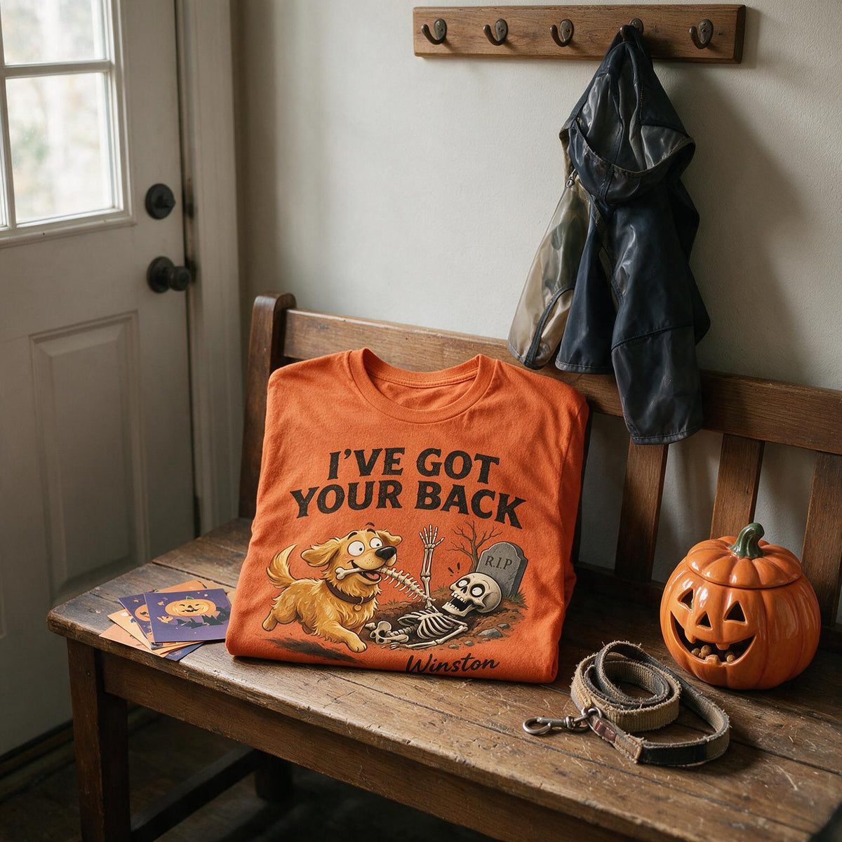 T-Shirt Personnalisé Halloween Golden Retriever, Cadeau Squelette Pour Amateurs de Chiens