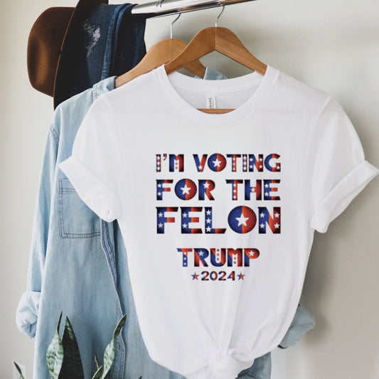 Je vote pour le criminel, T-shirt Trump 2024, T-shirt Élection 2024, T-shirt Soutien à Trump, T-shirt et sweat à capuche « Votez pour le criminel »