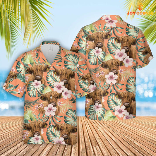Highland Cow Embracing Summertime Highland Cow Hawaiian Shirt 0624