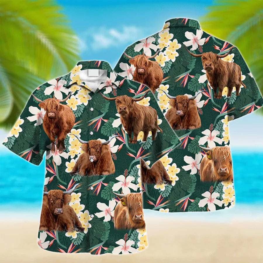 Chemise hawaïenne Highland Cow Lovers 0624