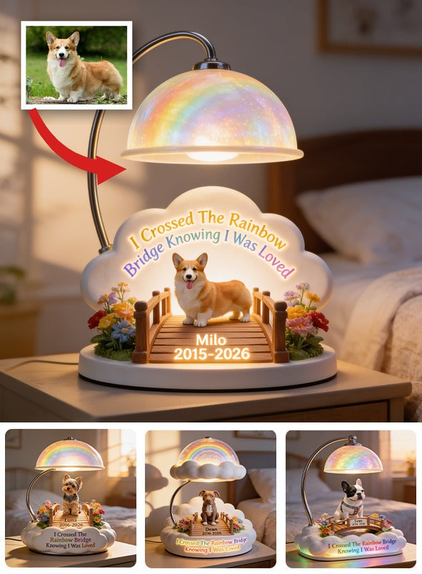 I Crossed The Rainbow Bridge - Personalized Corgi Acrylic LED Night Light
