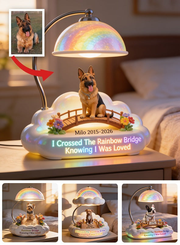 I Crossed The Rainbow Bridge - Personalized German Shepherd Acrylic LED Night Light