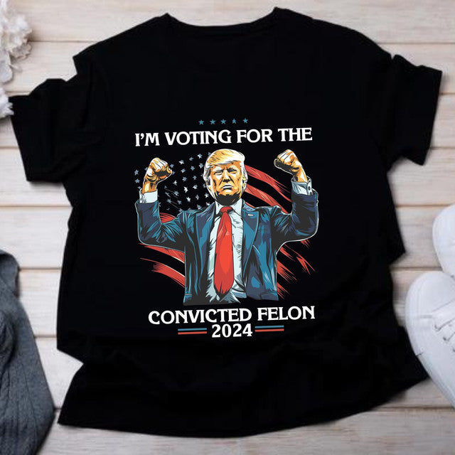 T-shirt « Trump Convict 45 », T-shirt « Je vote pour un criminel condamné », T-shirt et sweat à capuche Trump 2024