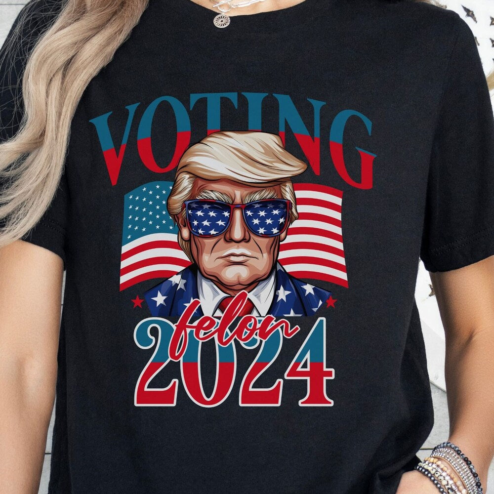 T-shirt « Votez pour un criminel » 2024, T-shirt Trump, T-shirt Élection 2024, T-shirt « Soutenez Trump », T-shirt « Votez pour un criminel », Cadeau humoristique pour un ami (T-shirt et sweat à capuche)