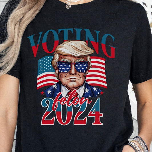 T-shirt « Votez pour un criminel » 2024, T-shirt Trump, T-shirt Élection 2024, T-shirt « Soutenez Trump », T-shirt « Votez pour un criminel », Cadeau humoristique pour un ami (T-shirt et sweat à capuche)