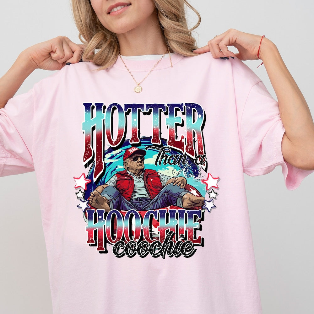 Viral Trump Shirt, Hotter Than A Hoochie Coochie Shirt, Donald Trump Summer Vibe, Trump 2024 Tee, 2024 Election Shirt, America Shirt T-shirt & Hoodie