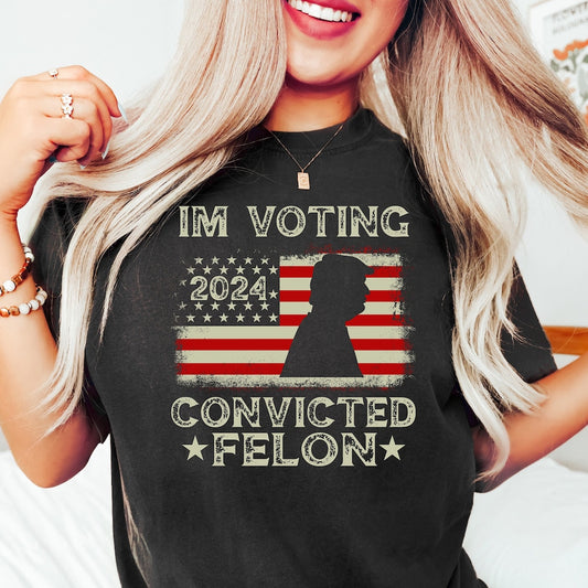 T-shirt « Trump Girl », T-shirt MAGA, T-shirt conservateur, T-shirt républicain Élection 2024, T-shirt « Je vote pour le criminel », T-shirt et sweat à capuche humoristiques Trump