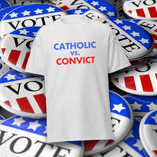 T-shirt graphique « Catholiques contre condamnés », T-shirt Élection présidentielle 2024, T-shirt unisexe, T-shirt et sweat à capuche patriotiques