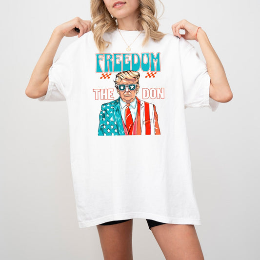 T-shirt « Liberté » (Donald Trump), T-shirt « Papa Président », T-shirt « Trump 2024 », T-shirt et sweat à capuche « Amérique 4 juillet ».