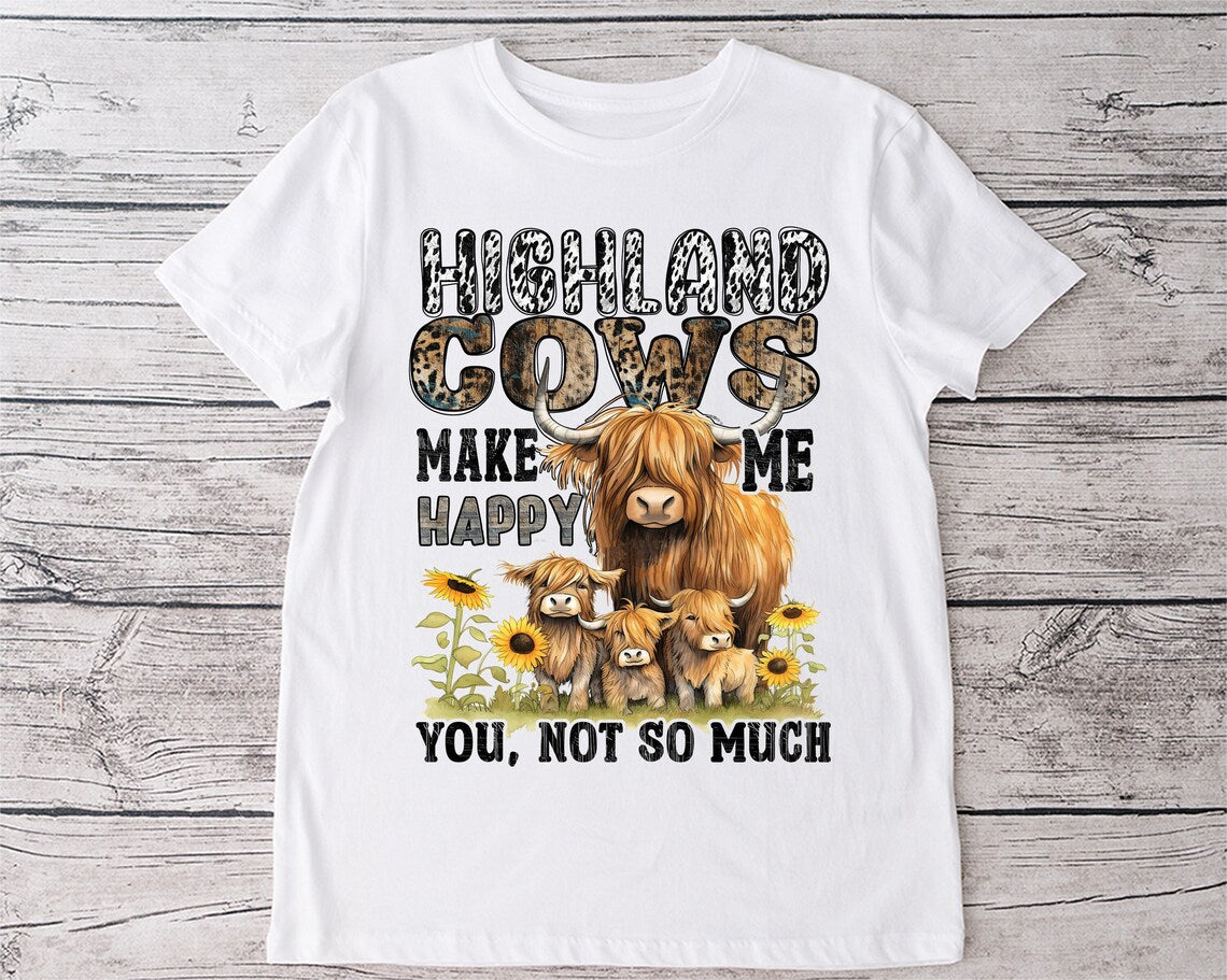 Highland Cows Makes Me Happy Highland Cow T-shirt & Hoodie 0624