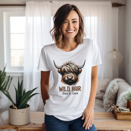 Wild Hair Dont Care Highland Cow T-shirt & Hoodie 0624