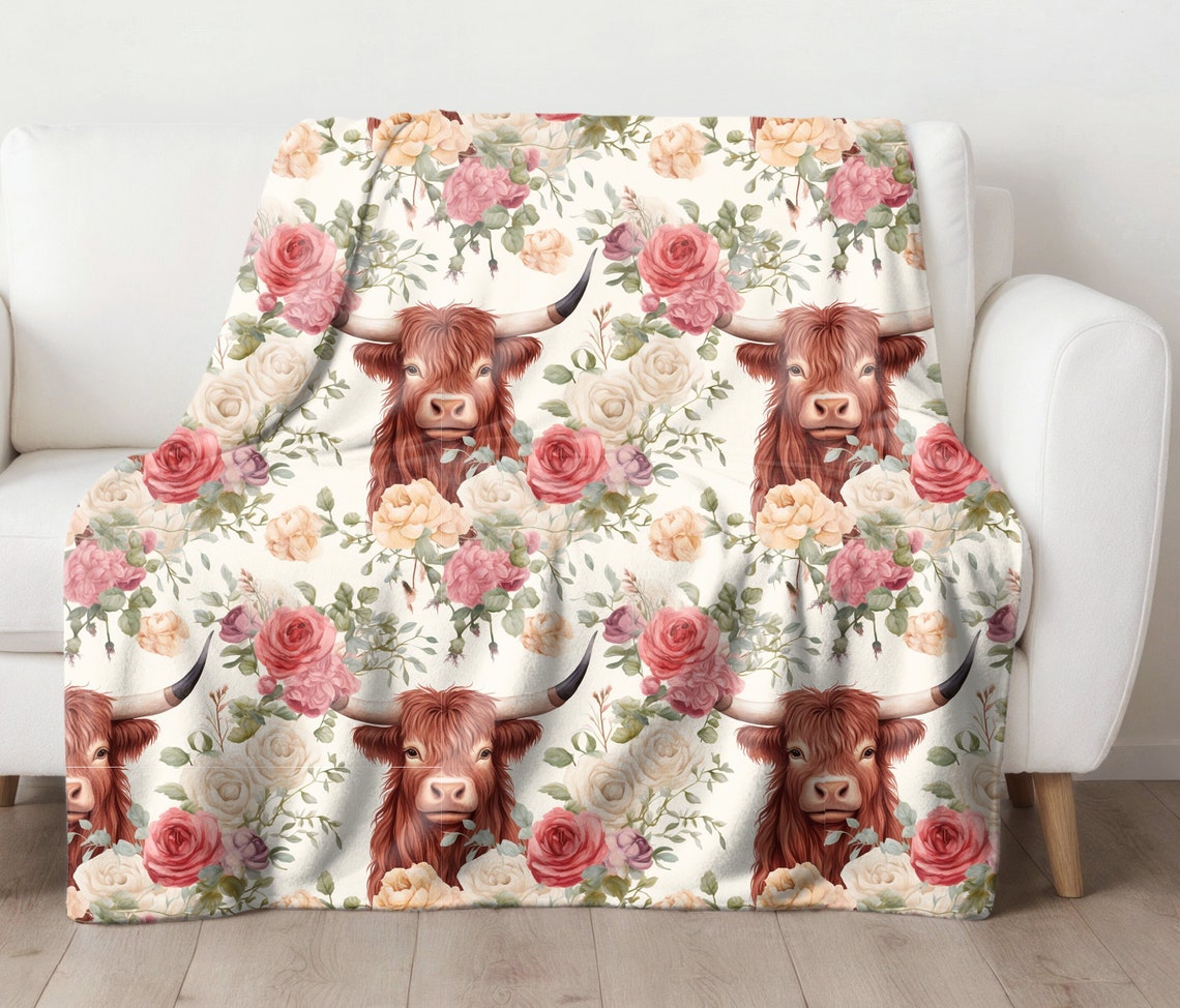 Couverture vache Highland mignonne 0624