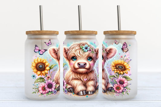 Cute Baby Highland Cows Highland Cow Can Glass 0624