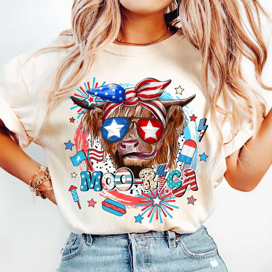 T-shirt et sweat à capuche Moo-rica Highland Cow 0624