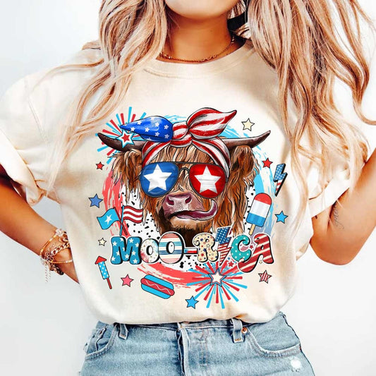Moo-rica Highland Cow T-shirt & Hoodie 0624