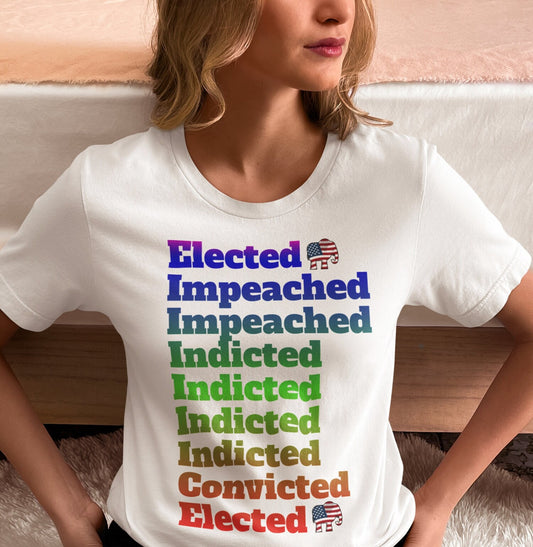 T-shirt « Élu, destitué, inculpé, condamné, pro-Trump », T-shirt politique présidentiel 2024, T-shirt et sweat à capuche « Anti-Loi » (cadeau républicain)