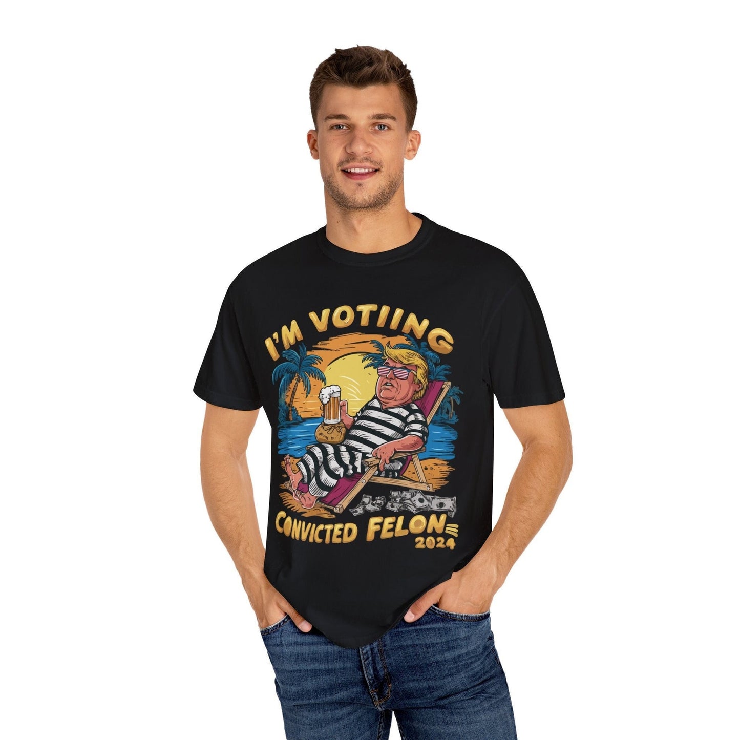 T-shirts et sweats à capuche « Trump 2024 Convicted FeI0n », T-shirt et sweat à capuche « Je vote pour le candidat condamné 2024 ».