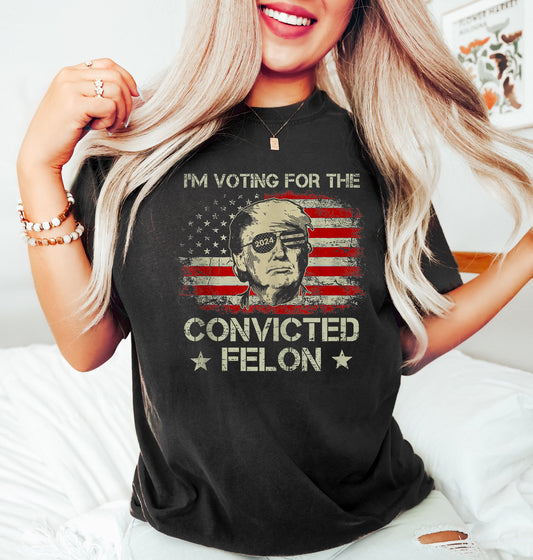 T-shirt « Je vote pour le criminel condamné Trump 2024 », T-shirt politique humoristique, T-shirt électoral, T-shirt républicain, T-shirt et sweat à capuche du président Trump