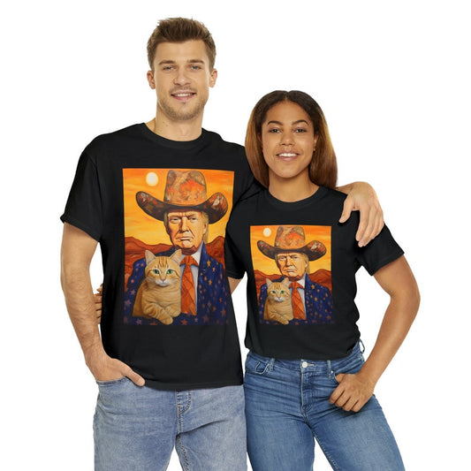 T-shirt « Trump cowboy avec un chat », T-shirt humoristique Trump, T-shirts Donald Trump, T-shirts chats humoristiques, T-shirt et sweat à capuche sarcastiques pour les amoureux de Trump et des chats
